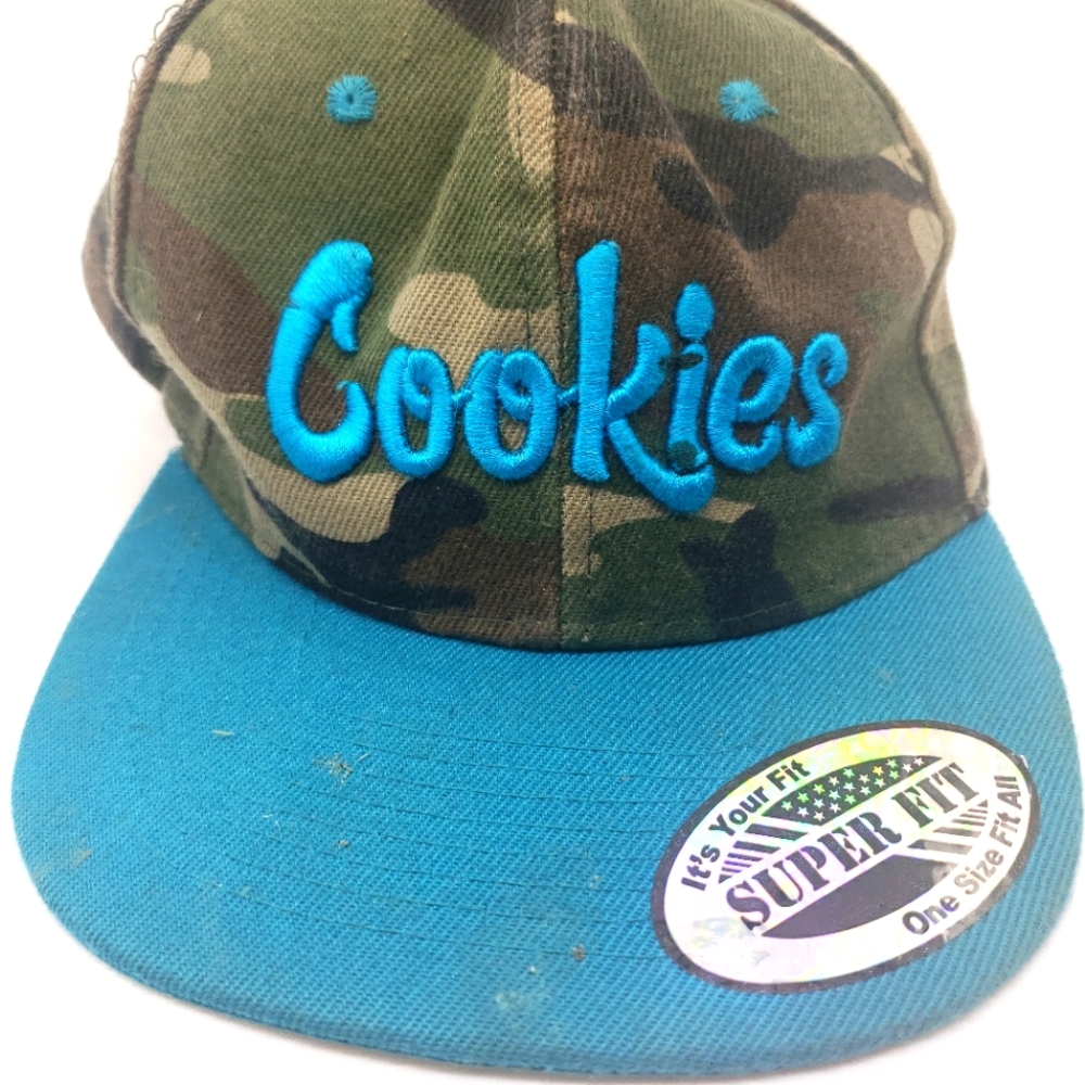 Adult adjust size  Blue with camo and Cookies embroidered on cover front